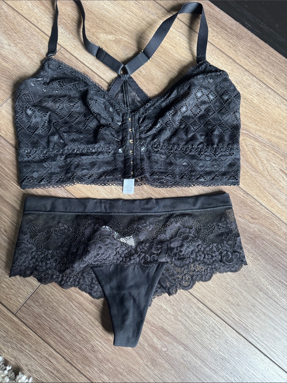Cosabella Black Lace Longline Bralette & Cheeky Panty Set